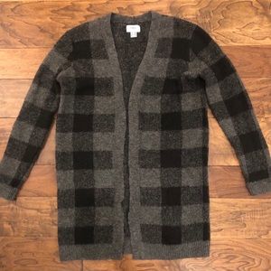 Soft Plaid Cardigan Gray and Black Old Navy XS